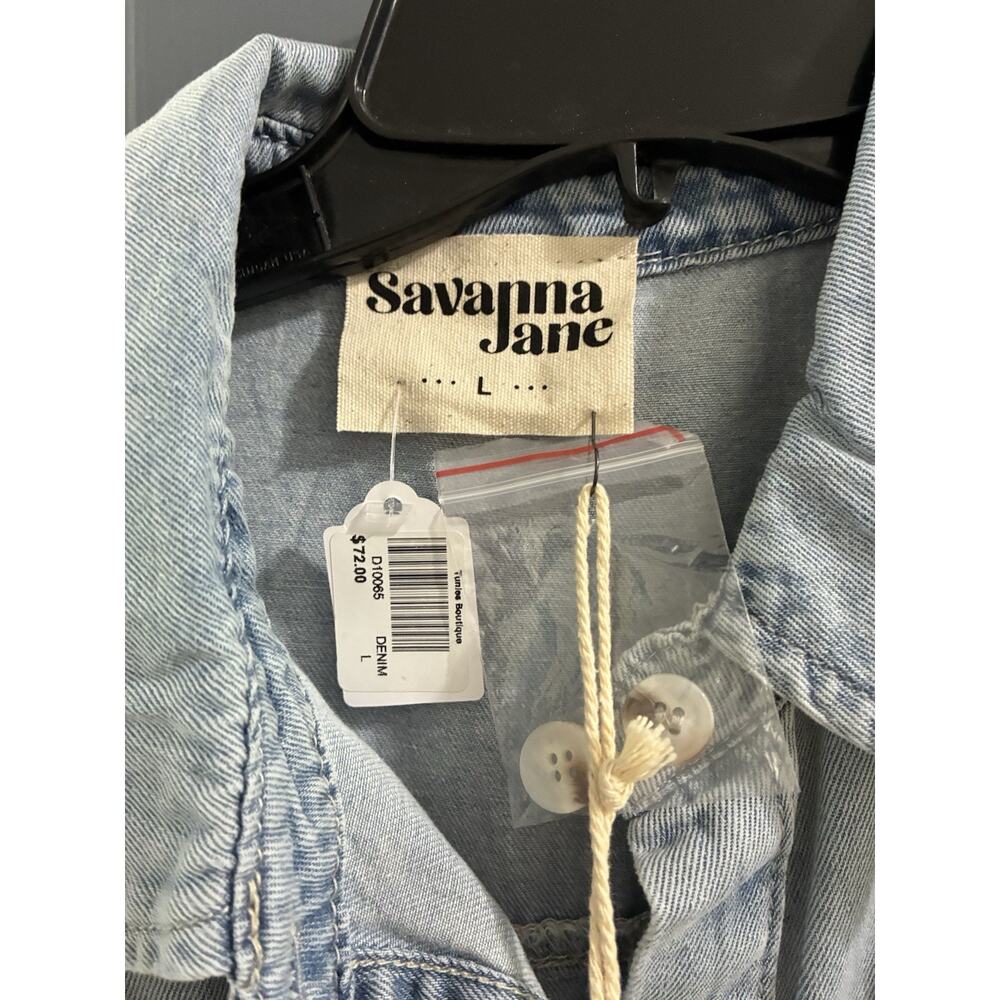Savanna Jane Tiered Denim Dress Womens Size Large New! - Picture 2 of 9